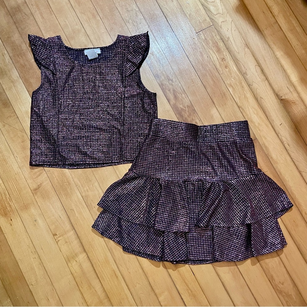 By Debra Junior Black and Pink Metallic Skirt Set